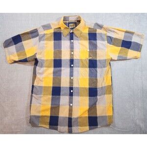 Enyce Shirt Men's M Yellow and Blue Short Sleeve Button Up 90s Street Hip-Hop